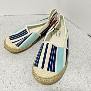 NWT Serra espadrilles blue & natural striped canvas flats slip on shoes US 9M